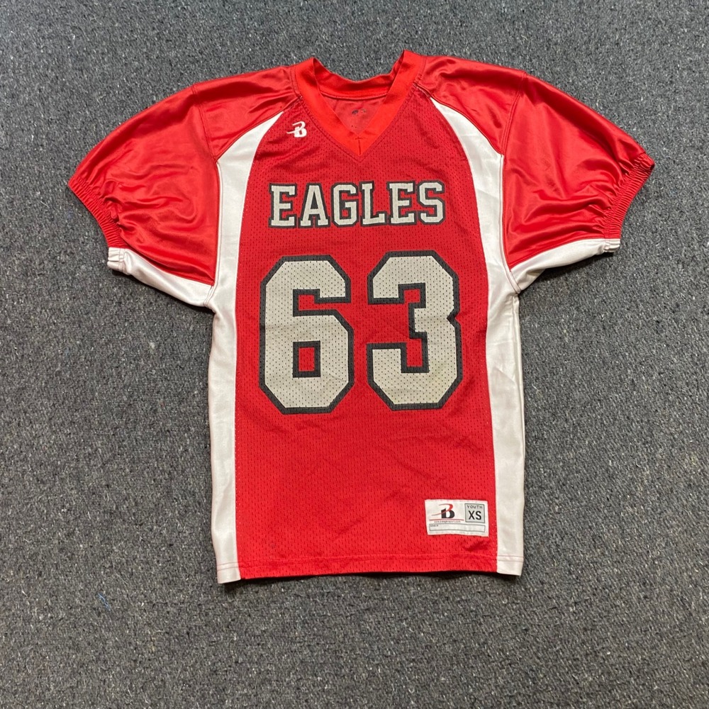 Badger Sport Eagles Football Jersey Sz XS Youth Red White Mesh Skater 63 Top